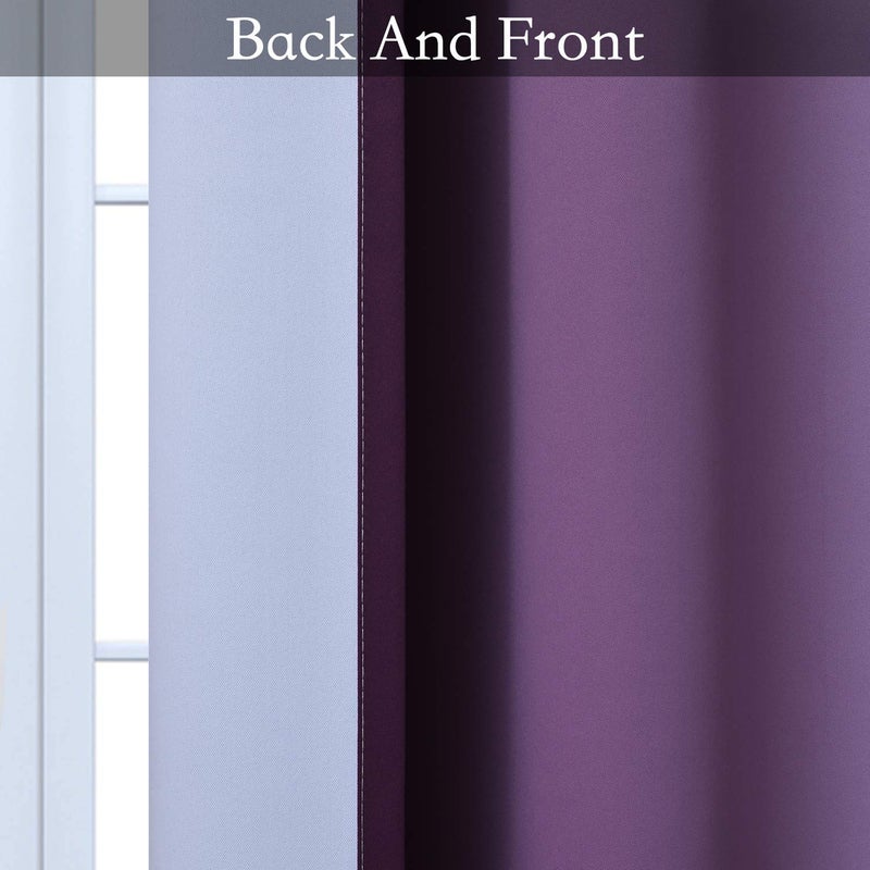 SimpleHome Ombre Room Darkening Curtains for Bedroom, Gradient Purple to Grey White Light Blocking Thermal Insulated Grommet Window Curtains/Drapes for Living Room,2 Panels, 52x84 inches Length - Image 3